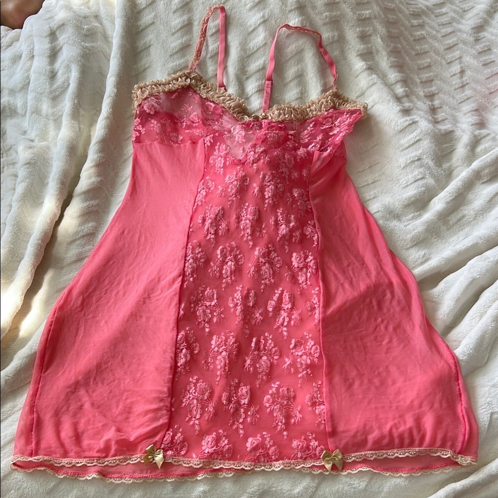 Elegant Pink Lace Chemise fredricks Of Hollywood